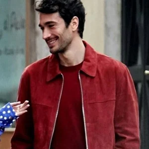 Emily in Paris S04 Marcello Red Suede Jacket