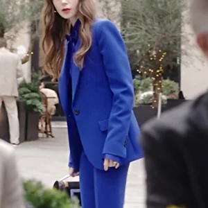 Lily Collins Emily in Paris S04 Blue Suit Sale