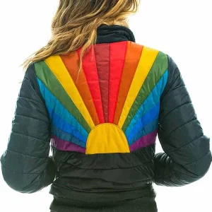 Womens Rainbow Puffer Jacket