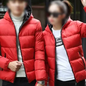 Valentines Day Couple Red Puffer Jacket