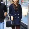 Buy Now Taylor Swift NYC Street Blue Wool Coat | 40% Off Sale