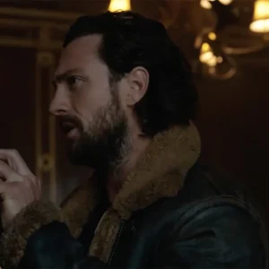 Kraven the Hunter 2024 Sergei Kravinoff Shearling Brown Bomber Leather Jacket