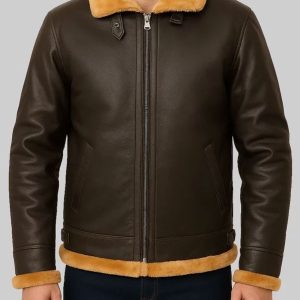 Kraven the Hunter Aaron Taylor Brown Shearling Leather Jacket