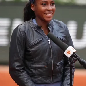 Shop Tennis Player Coco Gauff Black Jacket | Free Shipping