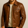 Men’s Classic Brown Leather Jacket Timeless Style & Comfort