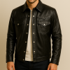 Ranchson Black Leather Jacket for Men Classic Western Style