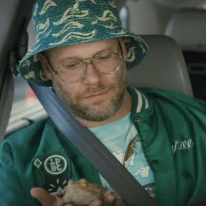 Platonic Seth Rogen Green Varsity Jacket