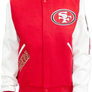 49ers Red & White Varsity Jacket