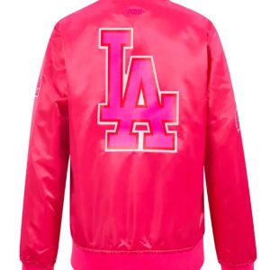 Dodgers Pink Satin Bomber Jacket