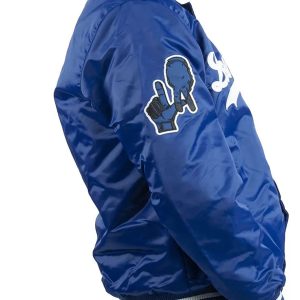 LA Dodgers Satin Blue Bomber Jacket