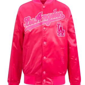 Dodgers Pink Satin Bomber Jacket