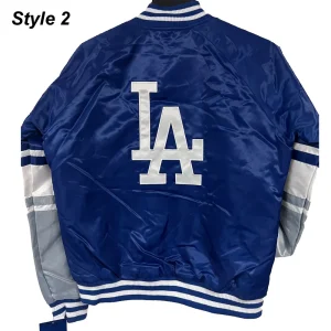LA Dodgers Royal Blue SatinVarsity BomberJacket
