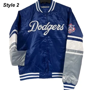 LA Dodgers Royal BlueSatin Varsity BomberJacket