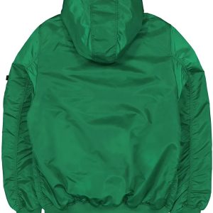 Trendy Green Hooded Eagles Bomber Jacket