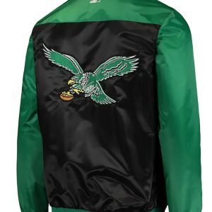 Philadelphia Eagles Black and Green Satin Jacket