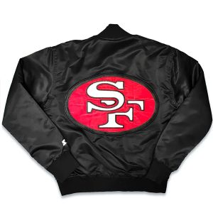 San Francisco 49ers 90s Black Satin Bomber Jacket