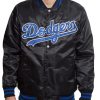 Blue Patches LA Dodgers Satin Bomber Jacket