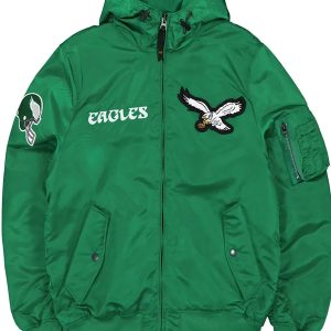 Philadelphia Eagles Green Hooded Bomber Jacket