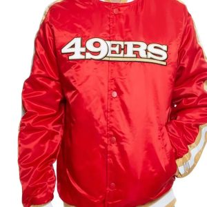 49ERS San Francisco Red and Black Striped Bomber Jacket