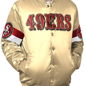San Francisco 49ers Starter Bomber White and Gold Jacket