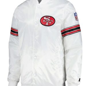 San Francisco 49ers The Power Forward White Satin Jacket