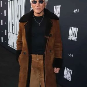 Baz Luhrmann Marty Supreme Shearling Leather Coat