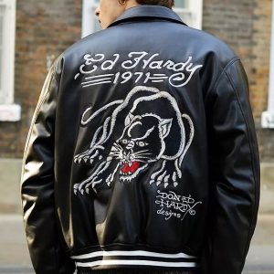 Ed Hardy Black Leather Jacket