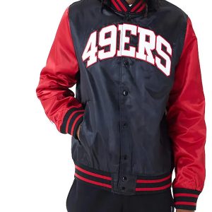 San Francisco 49ers Applique Satin Bomber Jacket