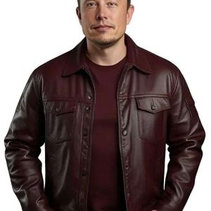 Elon Musk Maroon Leather Jacket