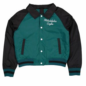 Philadelphia Eagles Green and Black Varsity Coach Style Jacket