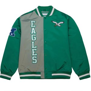 Philadelphia Eagles Team Logo Green and Gray Jacket