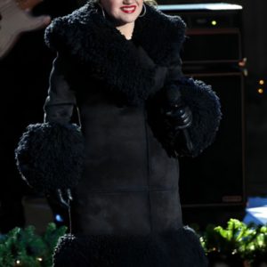 Kelly Clarkson Tree Lighting Ceremony Black Leather Coat