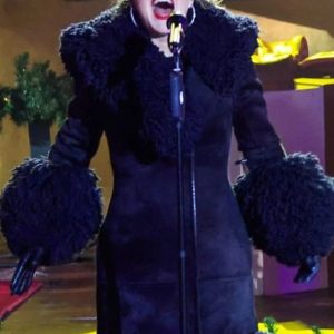 Kelly Clarkson Black Leather Coat
