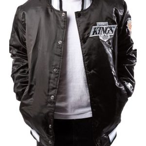 Los Angeles Kings Black Satin Varsity Jacket