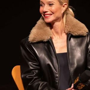Marty Supreme Gwyneth Paltrow Black Fur Leather Jacket
