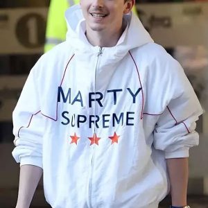 Timothee Chalamet Marty Supreme White Jacket