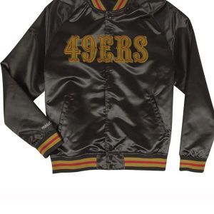 San Francisco 49ers Lightweight Black Satin Football Jacket