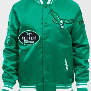 Eagles Green Satin Bomber Jacket