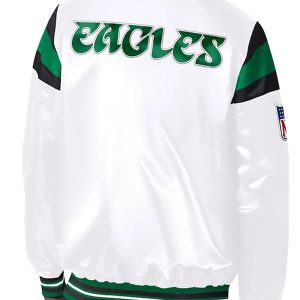 Lightweight White Satin Philadelphia Eagles Jacket for Fans