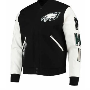 Philadelphia Eagles Logo Black and White Letterman Jacket