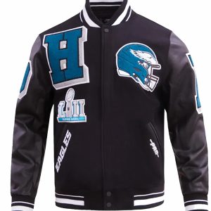 Philadelphia Eagles Mashup Black Varsity Wool Jacket