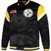 Men’s Pittsburgh Steelers Black Satin Bomber Jacket