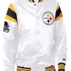 Pittsburgh Steelers White Satin Bomber Jacket