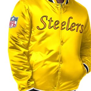 Steelers Black & Gold Satin Bomber Jacket