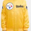 Pittsburgh Steelers Chest Logo Yellow Satin Jacket