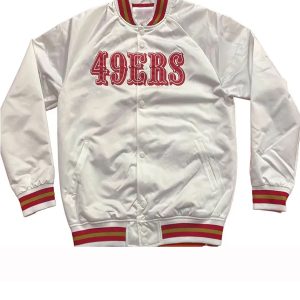 Premium Lightweight White Satin San Francisco 49ers Jacket