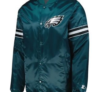 Philadelphia Eagles The Pick and Roll Midnight Green Satin Jacket