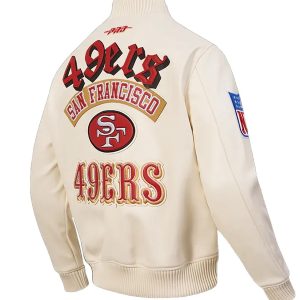 Authentic San Francisco 49ers NFL Leather Varsity Bomber Jacket