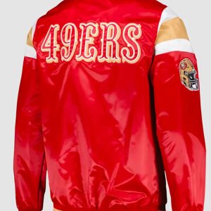 Red 49ers SF Satin Bomber Jacket