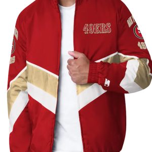 San Francisco 49ers Captain Scarlet Satin Varsity Jacket